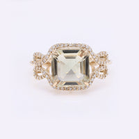 4.43 Ct Square Emerald Cut Natural Plagioclase Feldspar Sunstone 14K Gold Ring