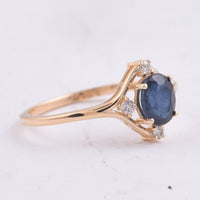 1.27 Ct Oval Natural Sapphire 14K Gold Ring