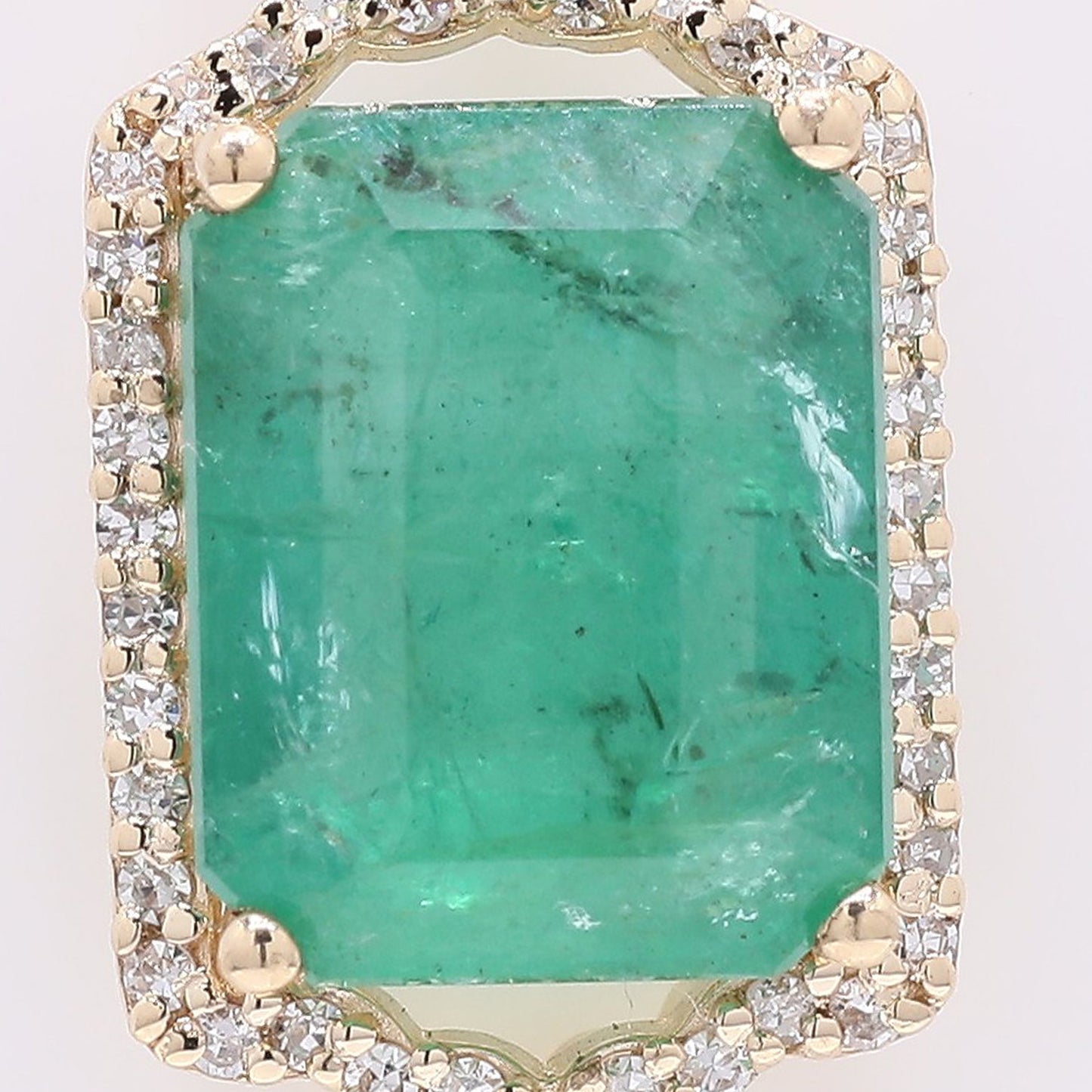 2.86 Ct Octagon Step Cut Natural Emerald 14K Gold Pendant