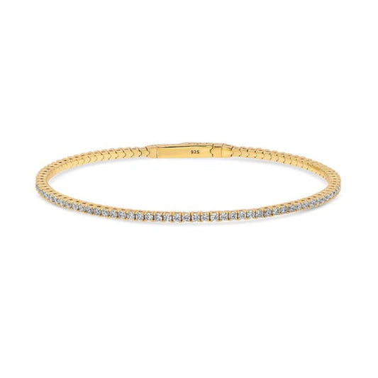 Flexible CZ Bangle in Gold Flashed Sterling Silver