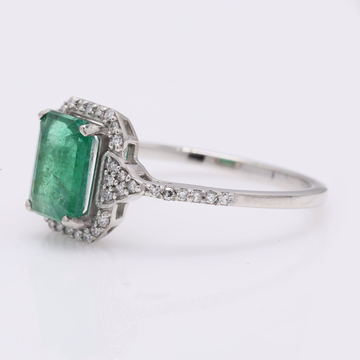 1.39 Ct Octagon Step Cut Natural Emerald 950 Platinum Ring