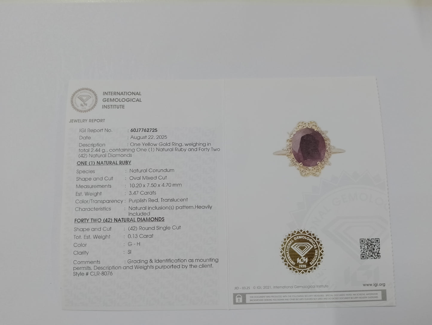 3.60 Ct Oval Mixed Cut Natural Corundum Ruby 14K Gold Ring