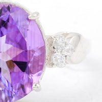 4.55 Ct Oval Amethyst, Cubic Zirconia, 925 Sterling Silver Ring