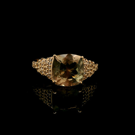 2.25 Ct Cushion Oregon Sunstone 14K Gold Ring