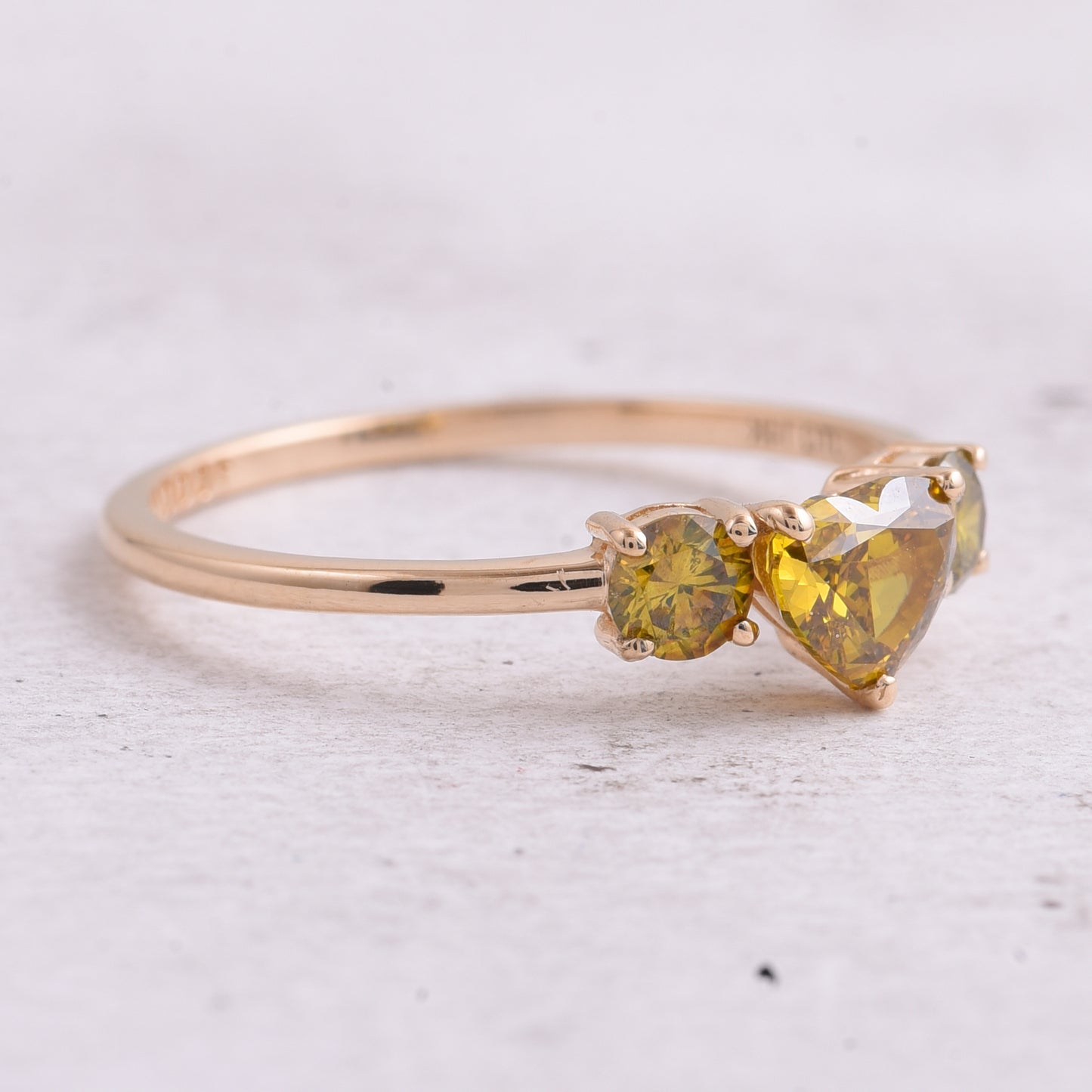 0.86 Ct Heart Yellow Diamond 14K Gold Ring