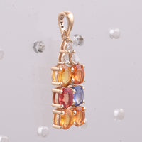 1.76 Ct Oval Natural Multi-Coloured Sapphire 14K Gold Pendant