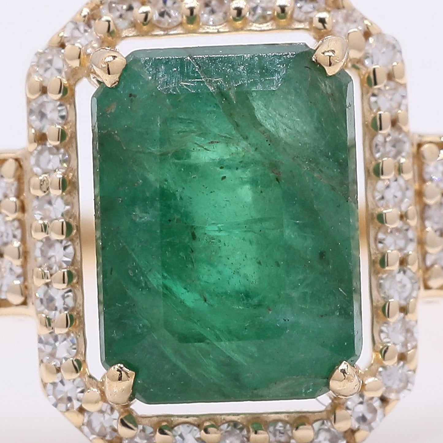1.61 Ct Octagon Step Cut Natural Emerald 14K Gold Ring