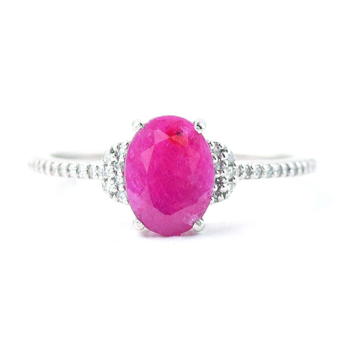 1.77 Ct Oval Mixed Cut Natural Ruby 950 Platinum Ring
