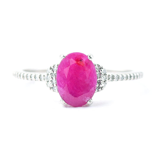 1.77 Ct Oval Mixed Cut Natural Ruby 950 Platinum Ring