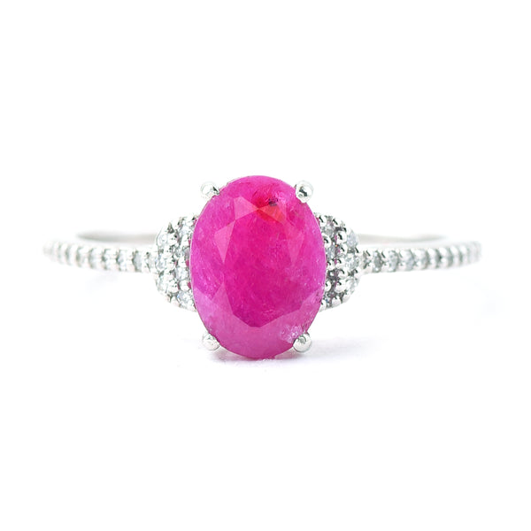 1.77 Ct Oval Mixed Cut Natural Ruby 950 Platinum Ring