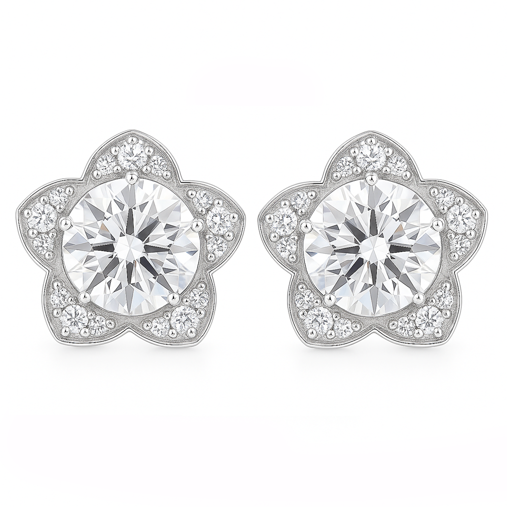 3.74 Carats Lab Grown Diamond 14K Gold Earrings
