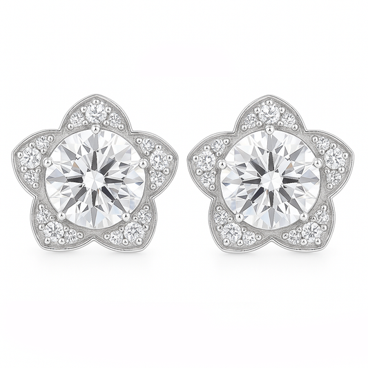 3.74 Carats Lab Grown Diamond 14K Gold Earrings