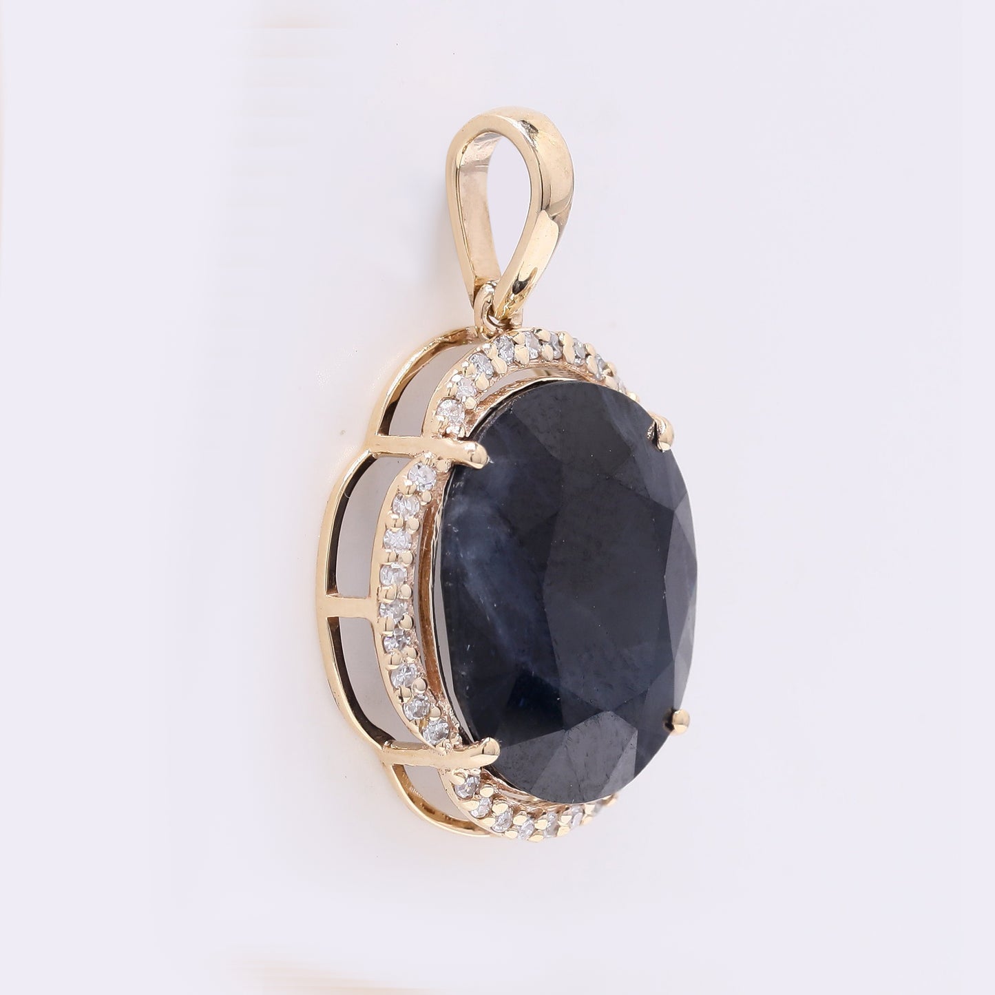 6.13 Ct Oval Mixed Cut Natural Sapphire 14K Gold Pendant