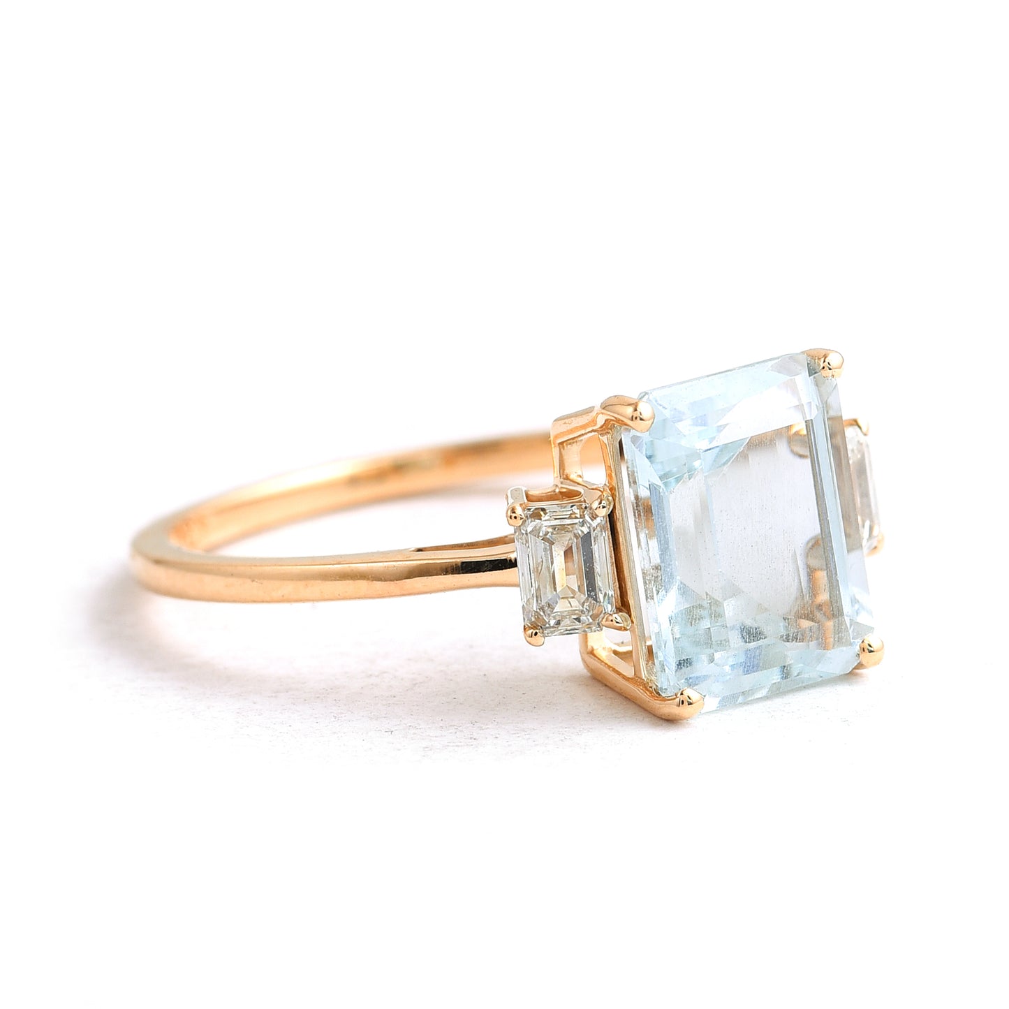 1.66 Ct Octagon Step Cut Natural Aquamarine 14K Gold Ring