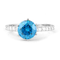 2.37 Carats Blue Lab Grown Diamond 14K Gold Ring