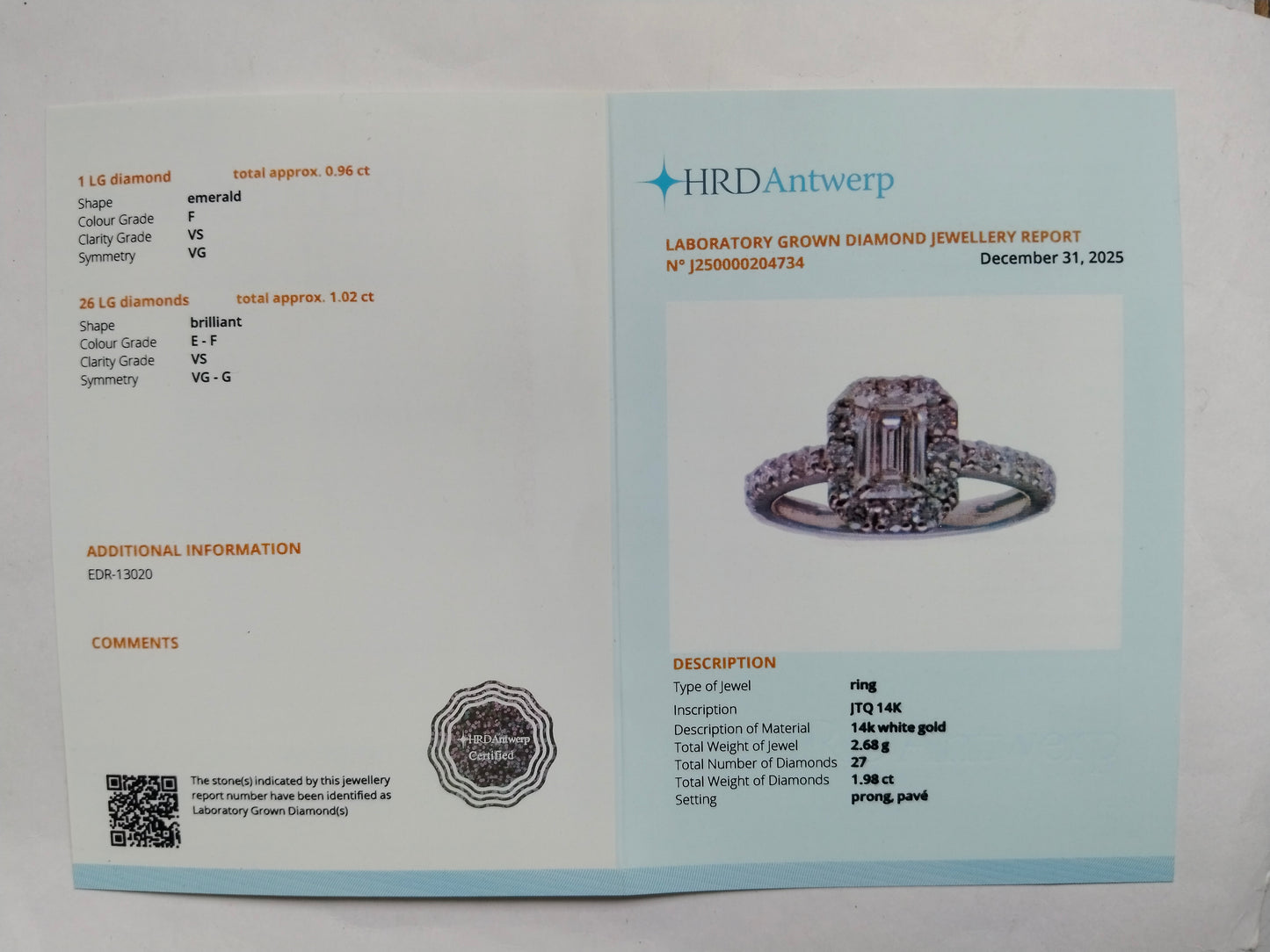 1.98 Carats Lab Grown Diamond 14K Gold Ring