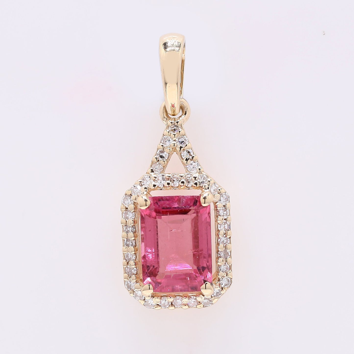 1.12 Ct Octagon Step Cut Natural Tourmaline 14K Gold Pendant