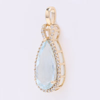 2.71 Ct Pear Mixed Cut Natural Aquamarine 14K Gold Pendant