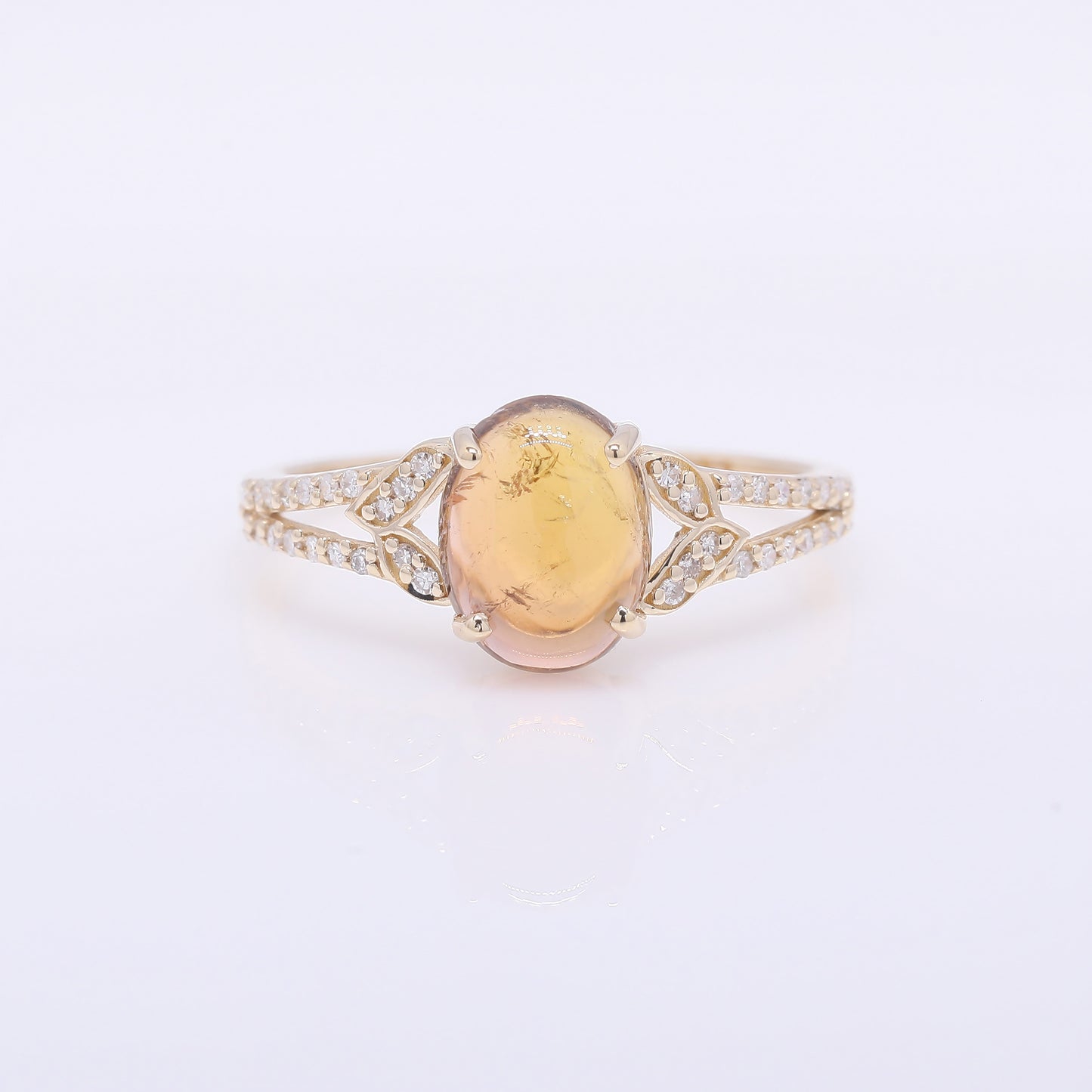 1.86 Ct Oval Cabochon Cut Natural Tourmaline 14K Gold Ring