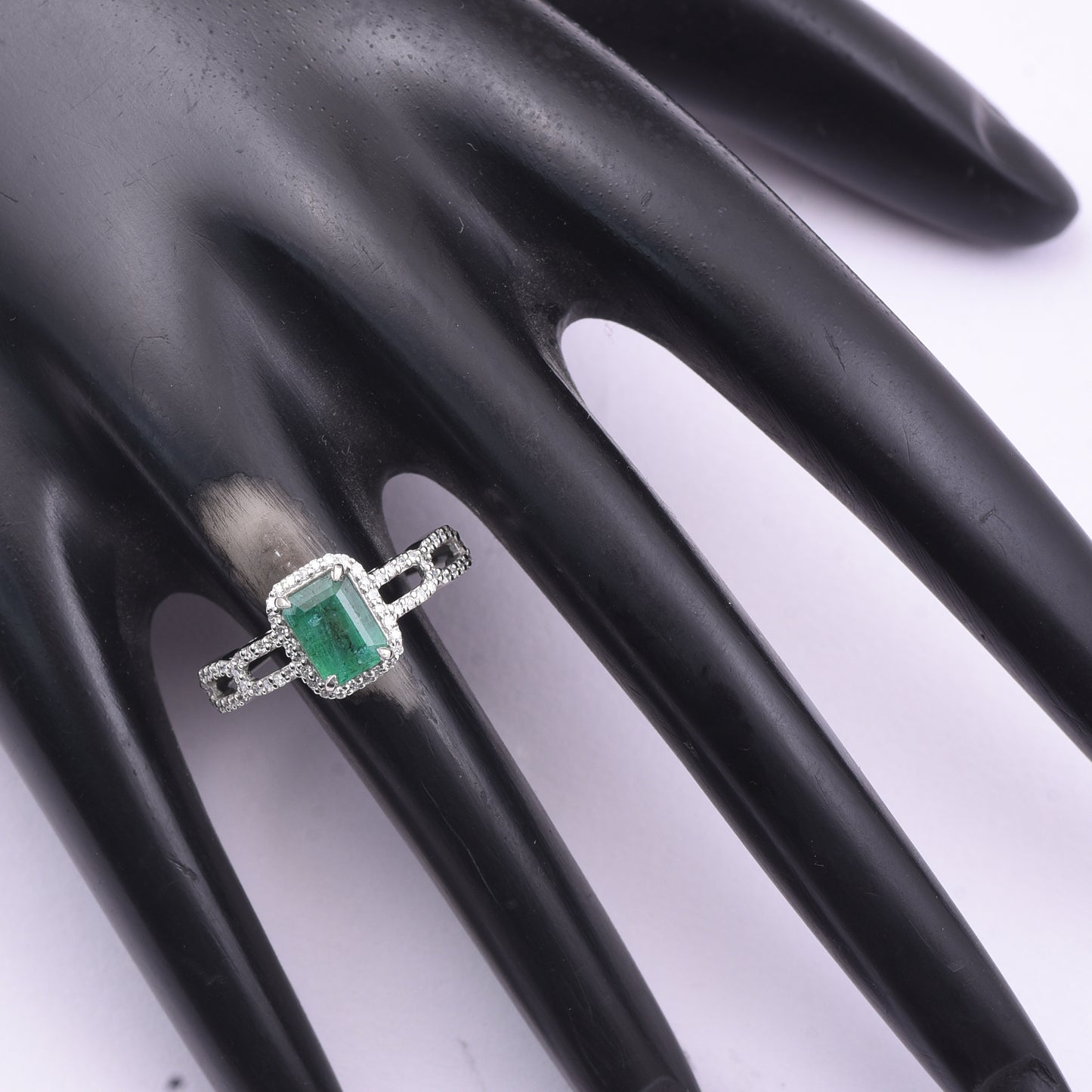 1.30 Ct Octagon Step Cut Natural Emerald 950 Platinum Ring