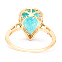 4.11 Ct Pear Mixed Cut Natural Emerald 14K Gold Ring
