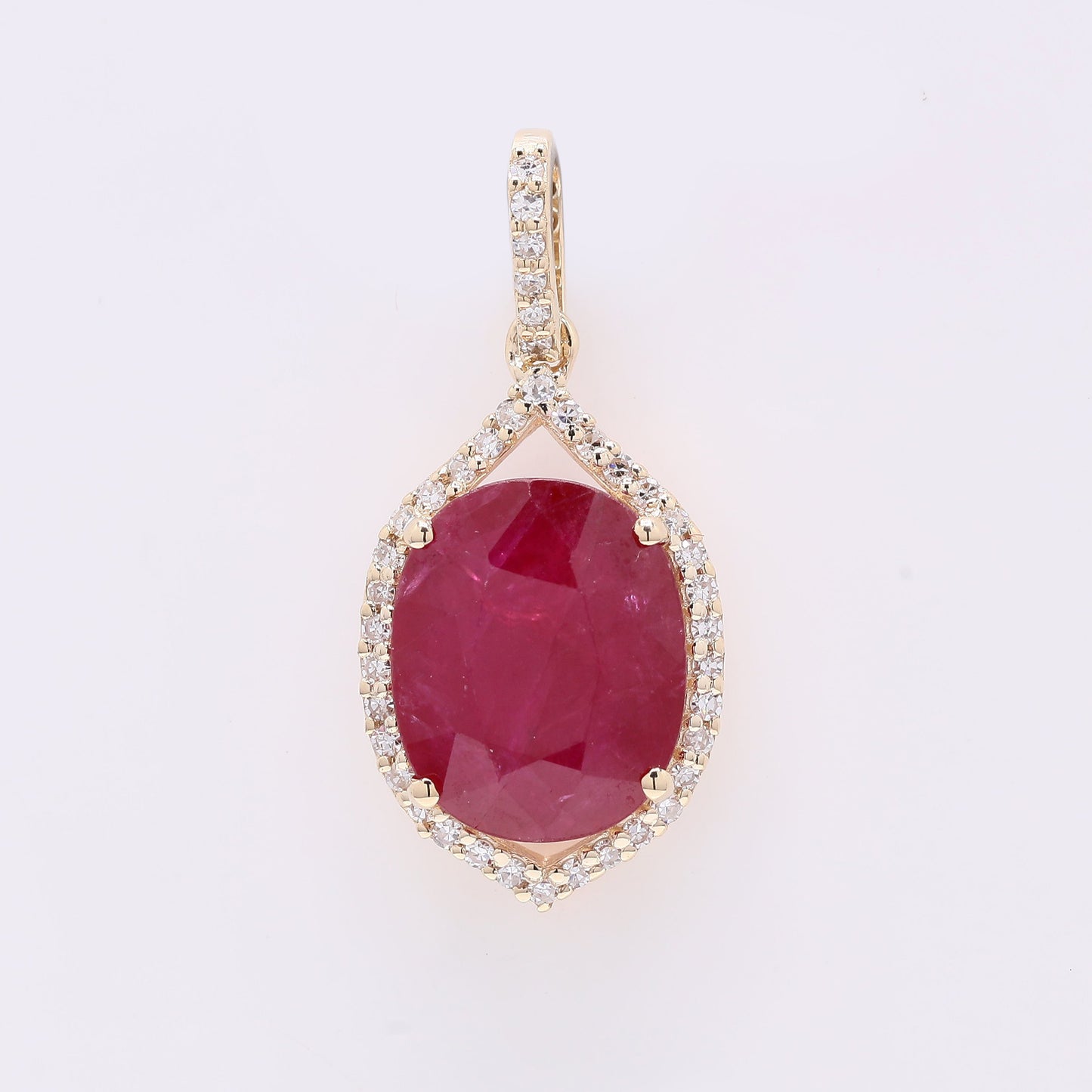 2.99 Ct Oval Mixed Cut Natural Ruby 14K Gold Pendant