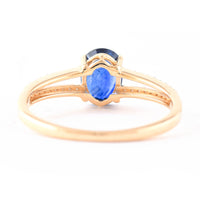 1.47 Ct Oval Mixed Cut Natural Sapphire 14K Gold Ring