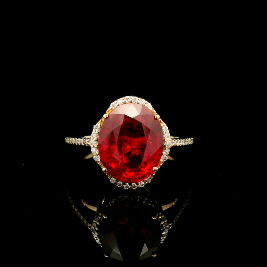 4.60 Ct Oval Mixed Cut Lab Grown Ruby 14K Gold Ring