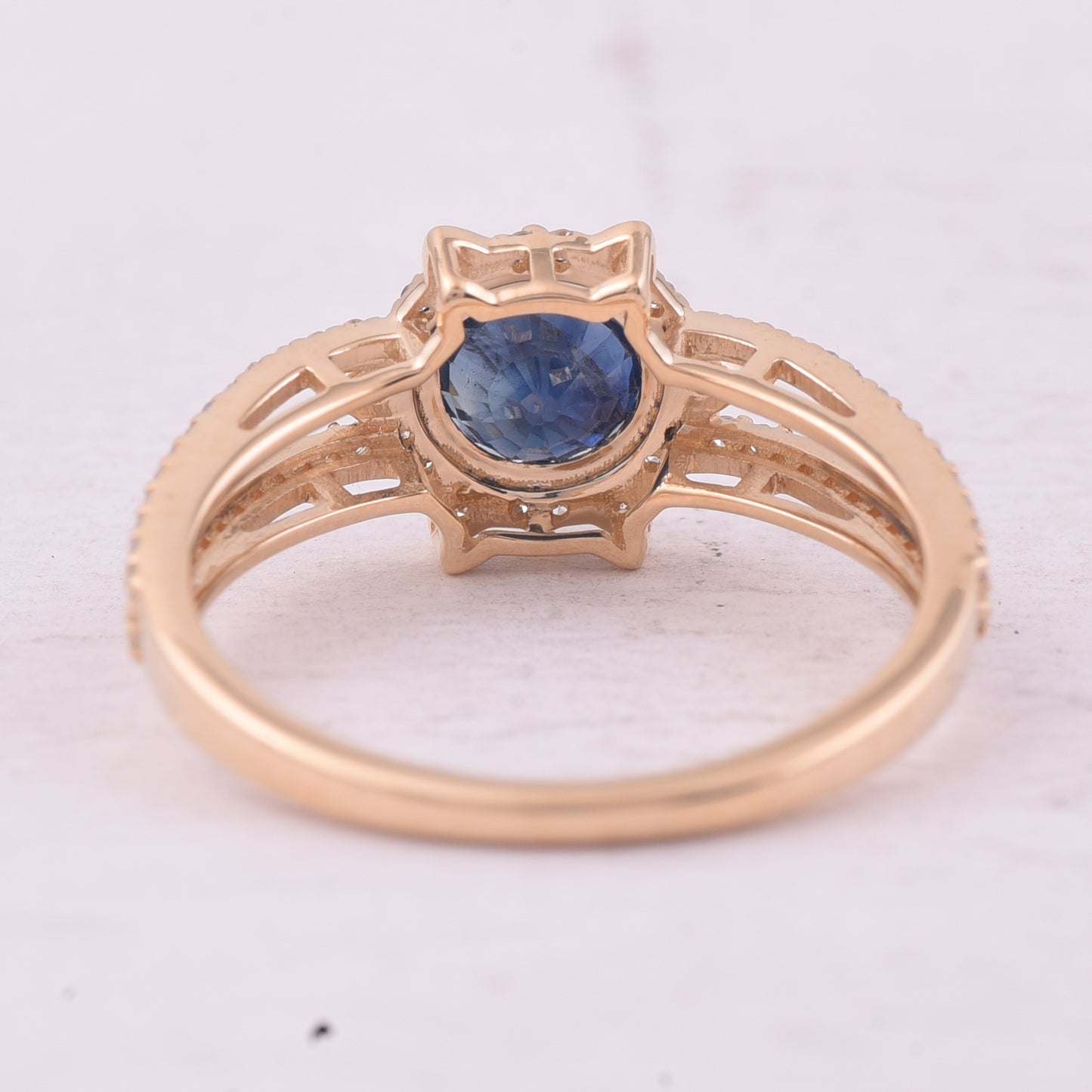 1.53 Ct Round Mixed Cut Natural Sapphire 14K Gold Ring