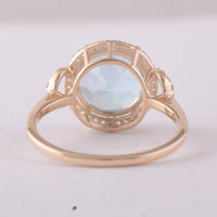 4.80 Ct Round Blue Topaz 9K Gold Ring