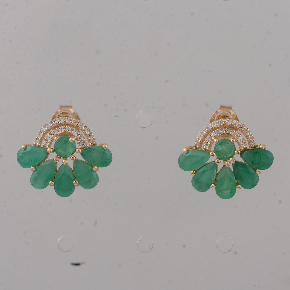 2.36 Ct Round Emerald 14K Gold Earrings