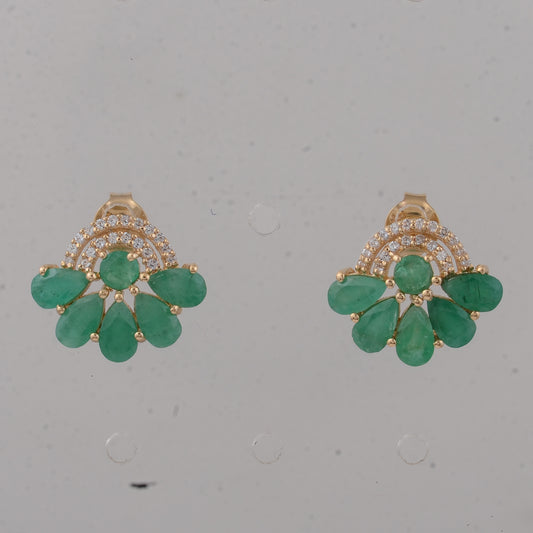 2.36 Ct Round Emerald 14K Gold Earrings