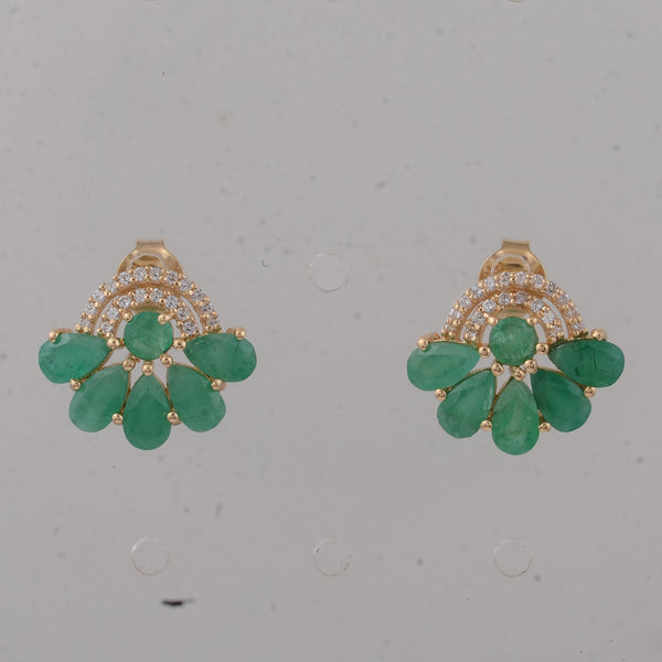 2.36 Ct Round Emerald 14K Gold Earrings