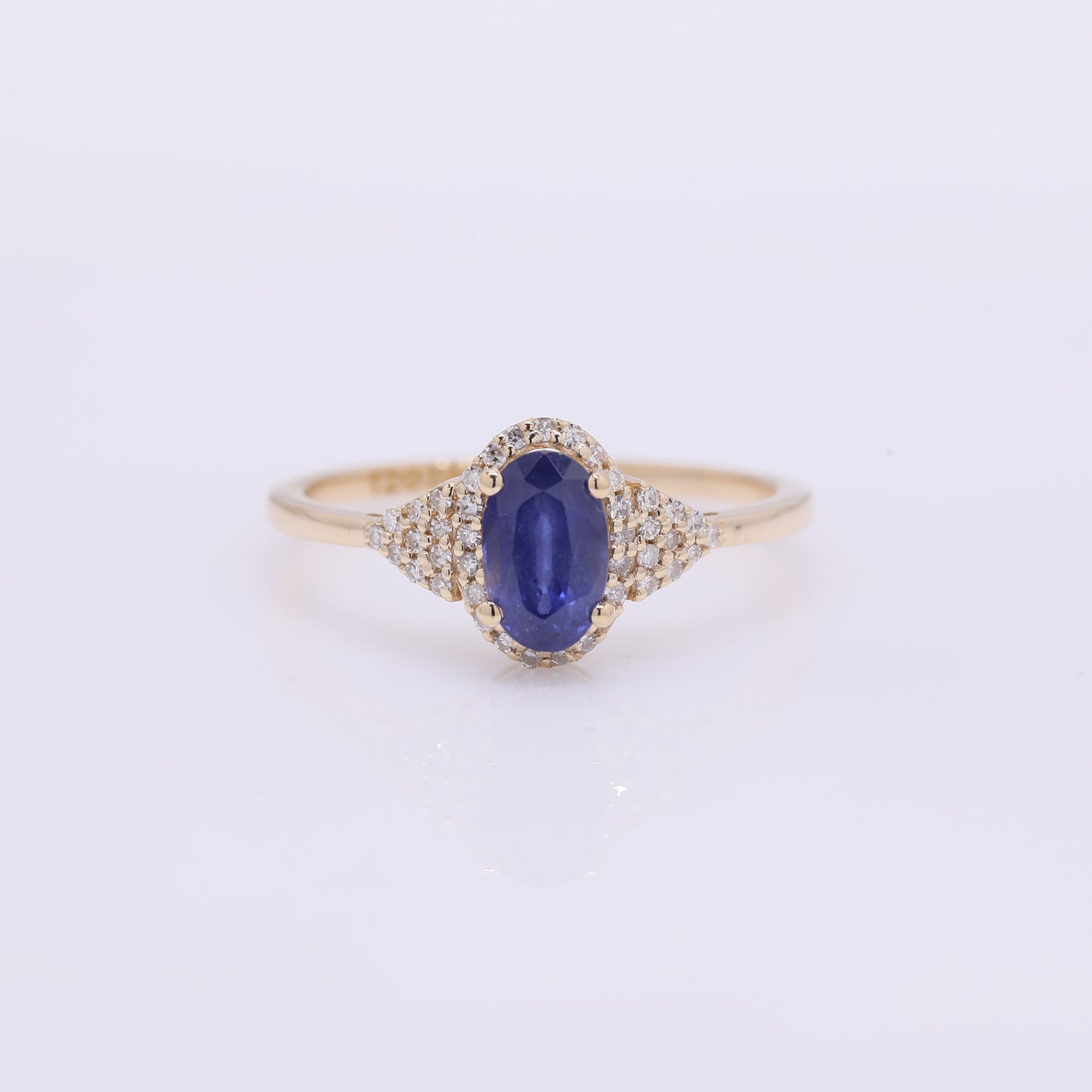 1.14 Ct Oval Mixed Cut Natural Sapphire 14K Gold Ring