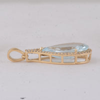 3.84 Ct Pear Aquamarine 9K Gold Pendant
