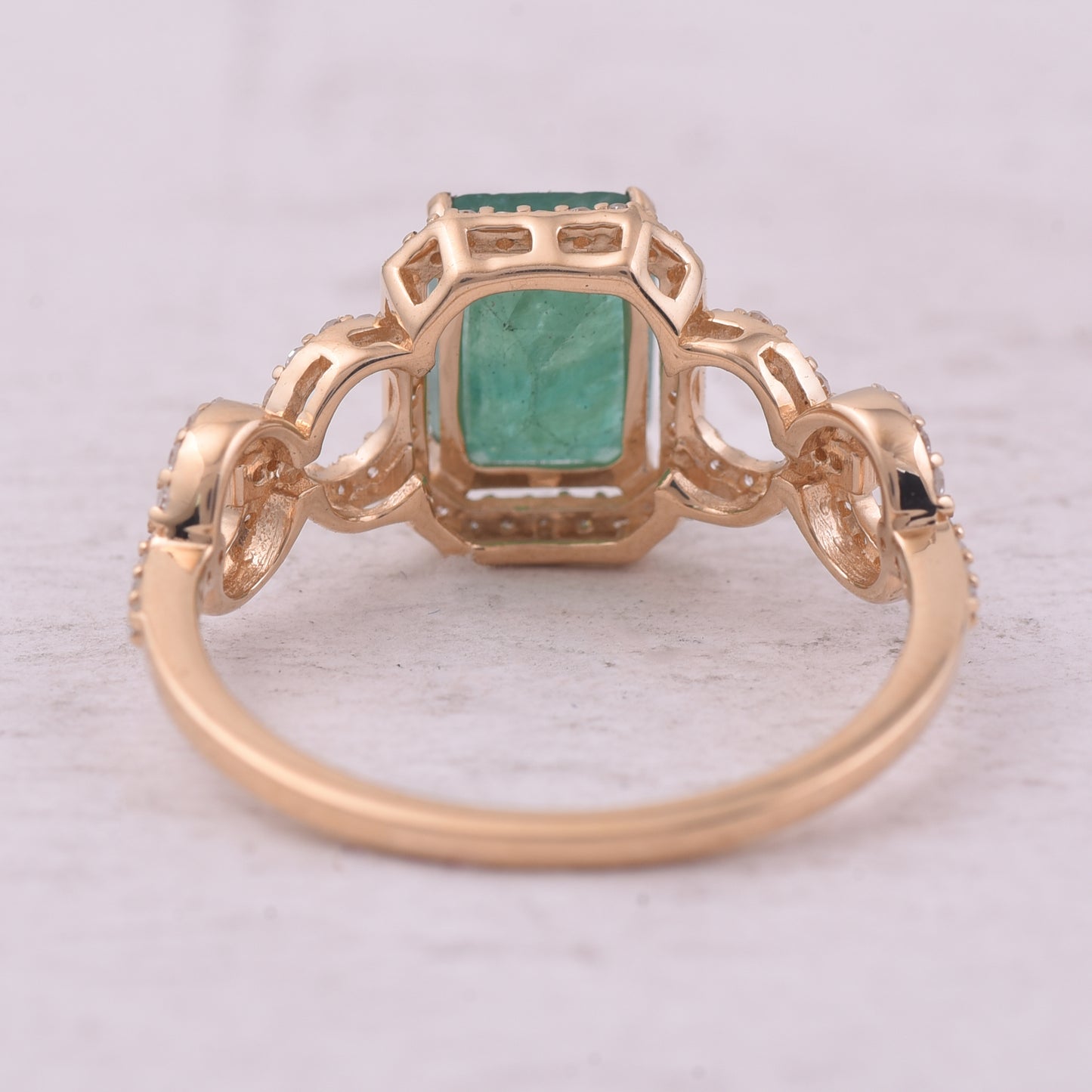 1.73 Ct Octagon Step Cut Natural Emerald 14K Gold Ring