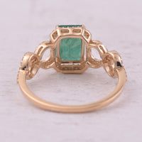 1.73 Ct Octagon Step Cut Natural Emerald 14K Gold Ring
