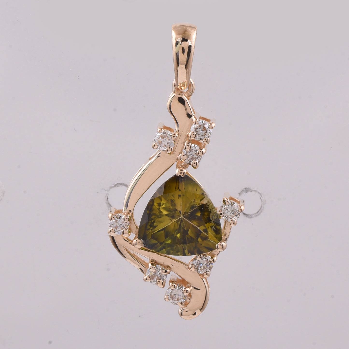 1.51 Ct Triangle Natural Tourmaline 14K Gold Pendant
