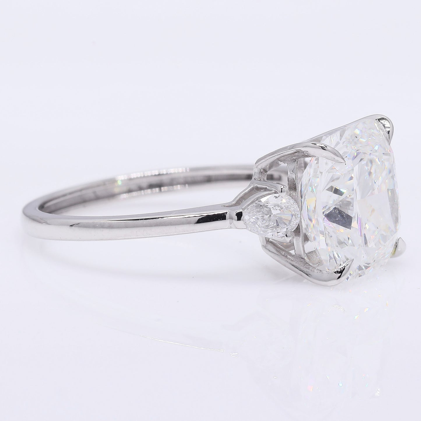 5.02 Ct Square Cushion Modified Brilliant Lab Grown Diamond 950 Platinum Ring