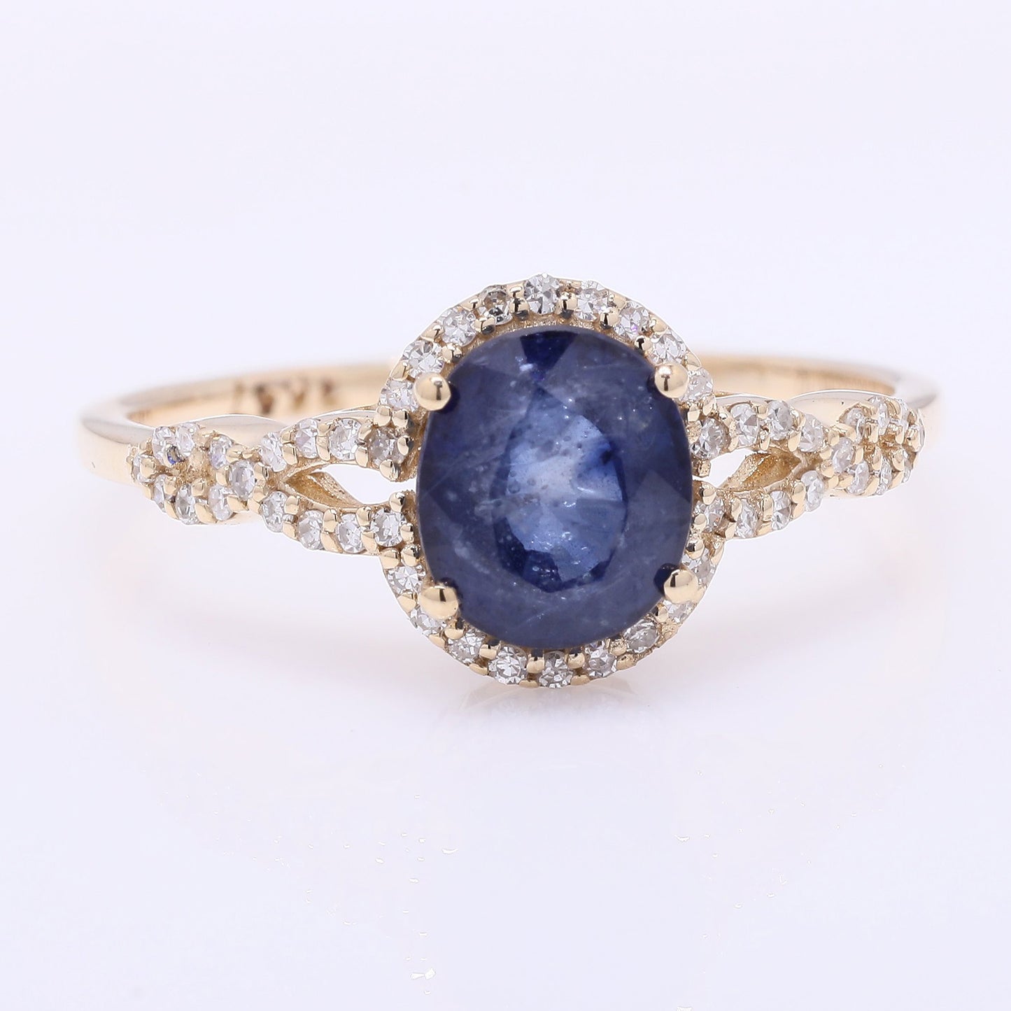 1.77 Ct Oval Mixed Cut Natural Sapphire 14K Gold Ring