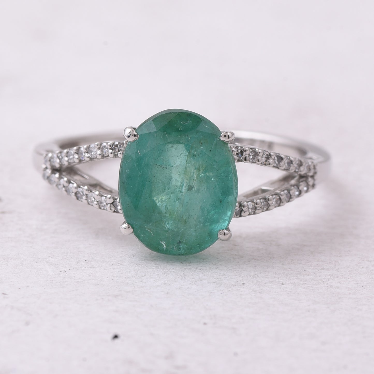 2.76 Ct Oval Mixed Cut Natural Emerald 950 Platinum Ring