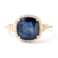 4.51 Ct Cushion Mixed Cut Natural Corundum Sapphire 14K Gold Ring