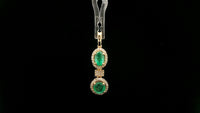 1.14 Ct Oval, Round Natural Emerald 14K Gold Pendant