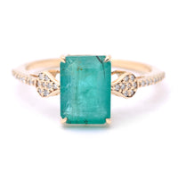 2.57 Ct Octagon Step Cut Natural Emerald 14K Gold Ring