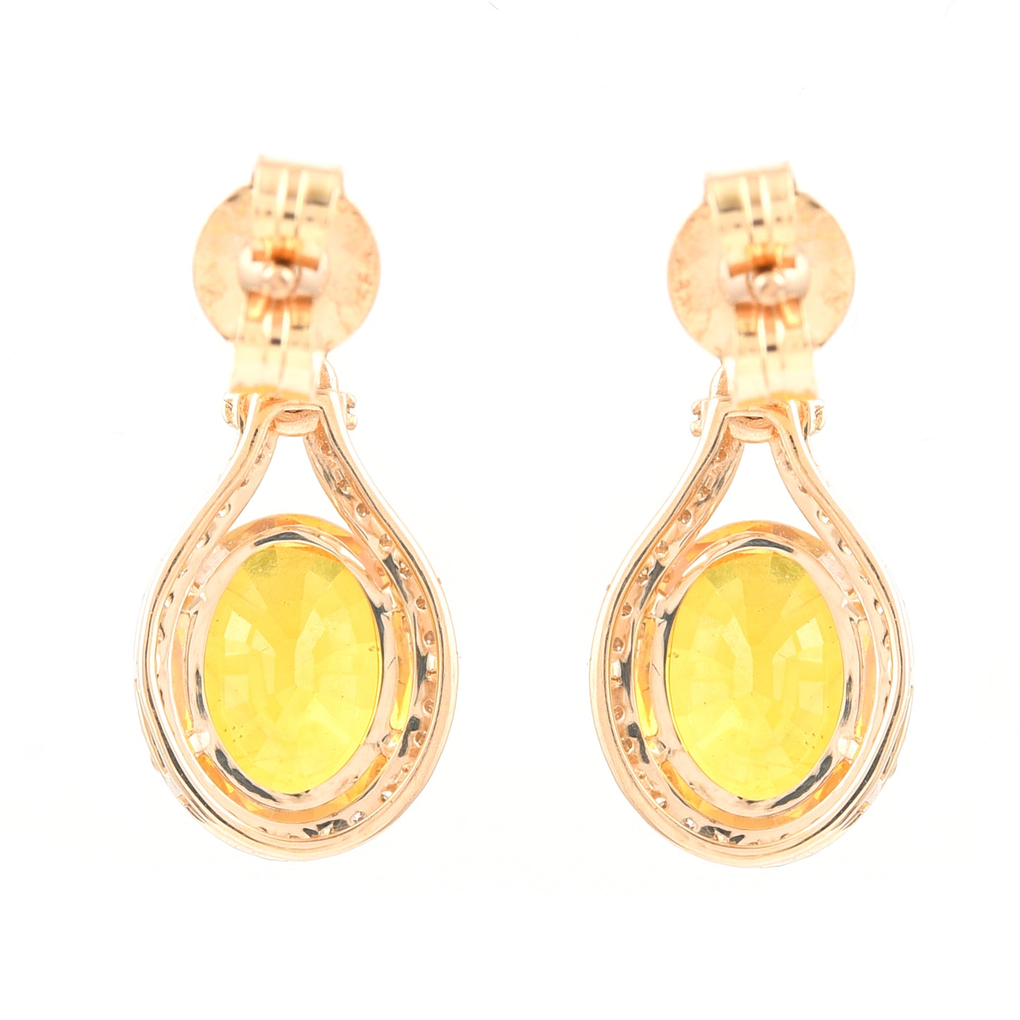 5.59 Ct Oval Mixed Cut Natural Yellow Sapphire 14K Gold Earrings