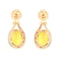 5.59 Ct Oval Mixed Cut Natural Yellow Sapphire 14K Gold Earrings