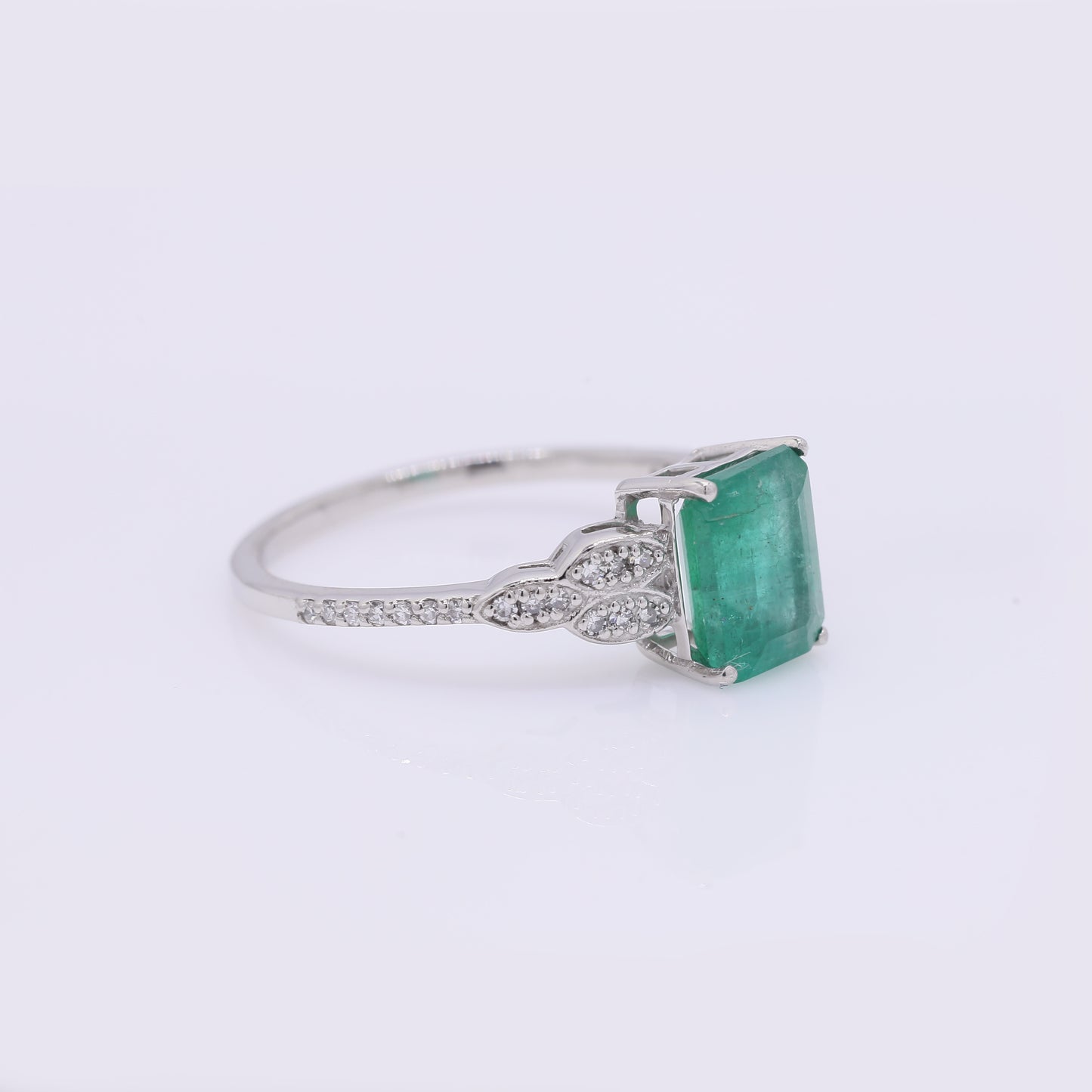 1.70 Ct Octagon Step Cut Natural Emerald 950 Platinum Ring