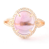 5.57 Ct Oval Cabochon Cut Natural Pink Tourmaline 14K Gold Ring