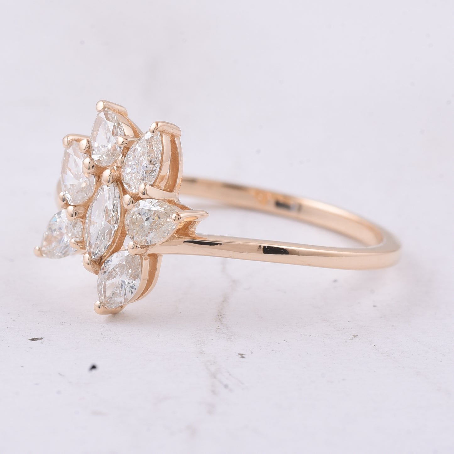 0.71 Ct Marquise, Pear Natural Diamond 14K Gold Ring