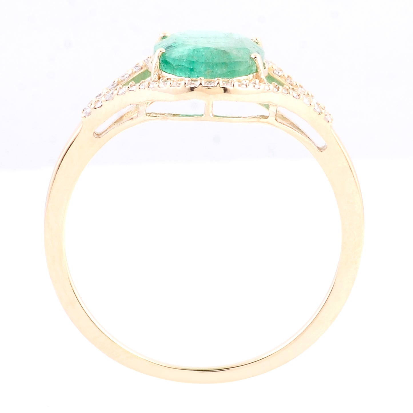 1.87 Ct Oval Mixed Cut Natural Beryl Emerald 14K Gold Ring